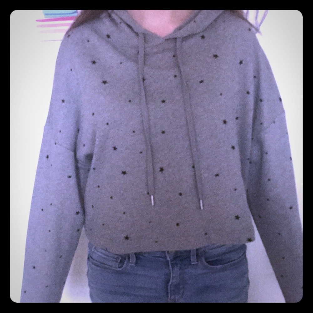 Gray Cropped Hoodie